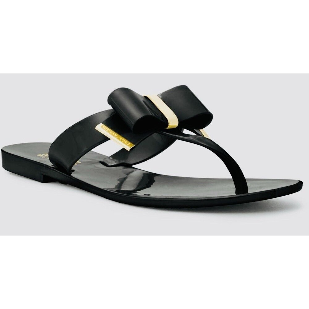 Michael Kors Kayden Jelly Sandals Black Bow Thong Flat Sandals Women's Size 8 - Picture 9 of 9
